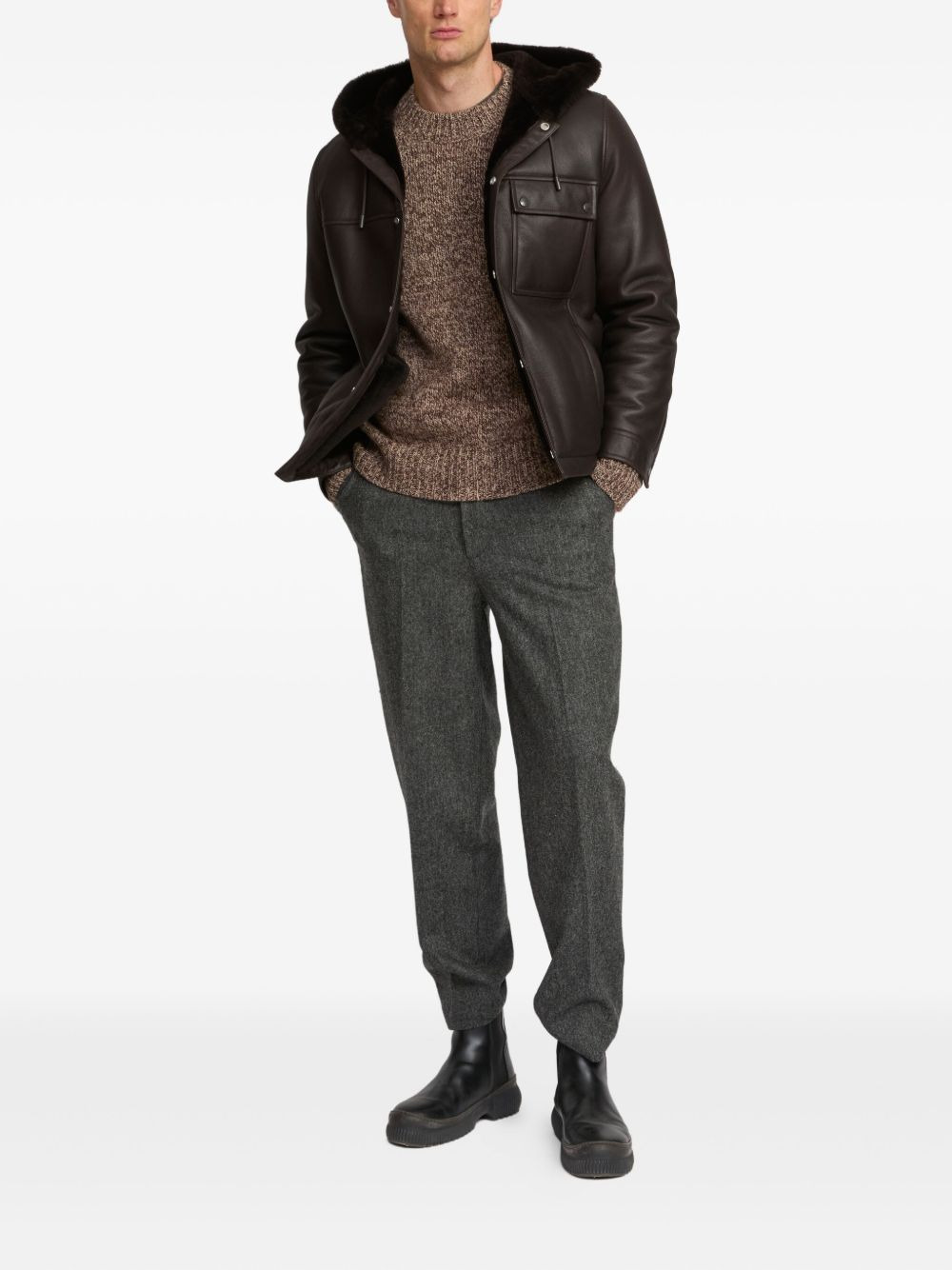 HOODED SHEARLING JACKET - 3