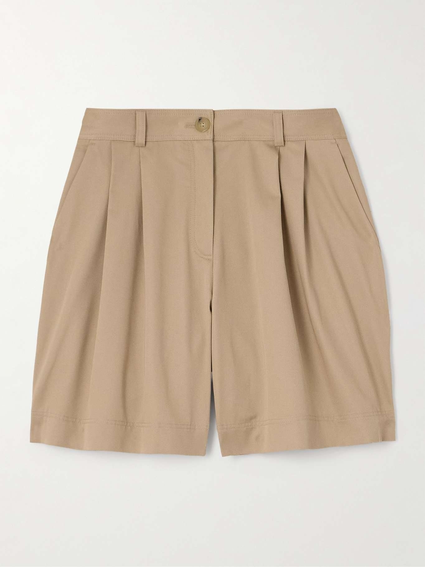 Pleated organic cotton-twill shorts - 1