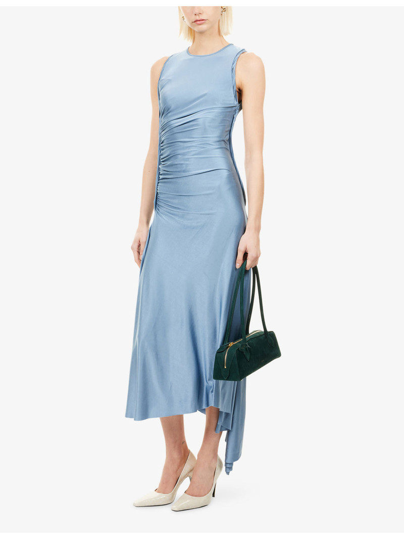 Victoria Beckham Twist Asymmetric-Hem Woven Midi Dress outlook