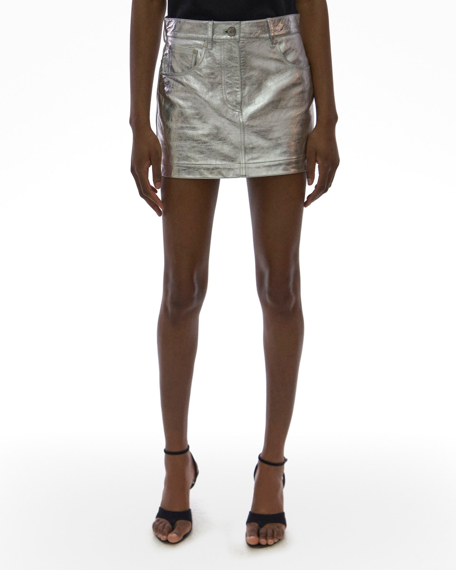 METALLIC LEATHER MINI SKIRT - 3