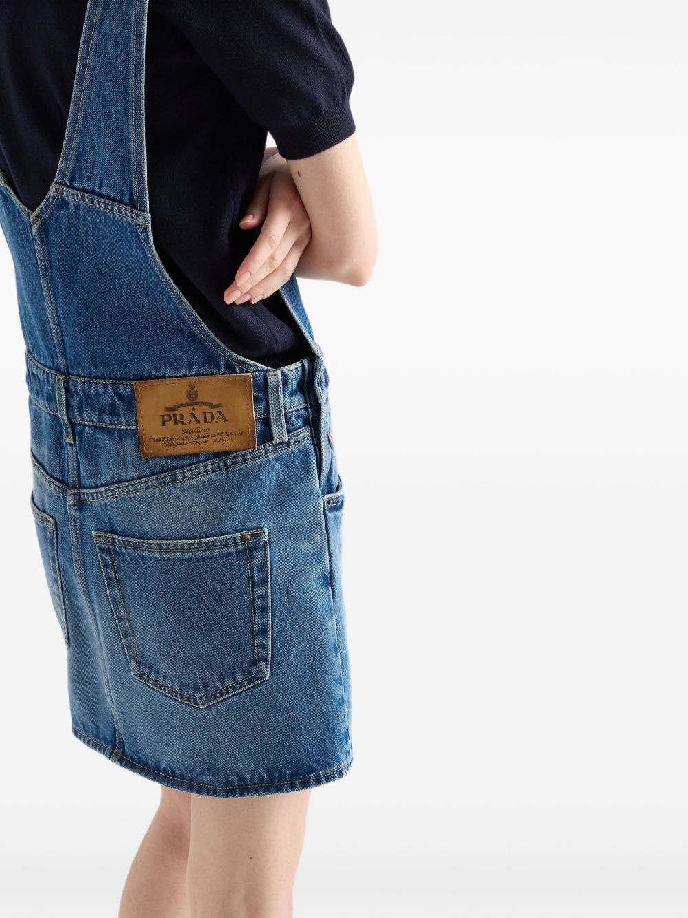 denim bib mini-dress - 5