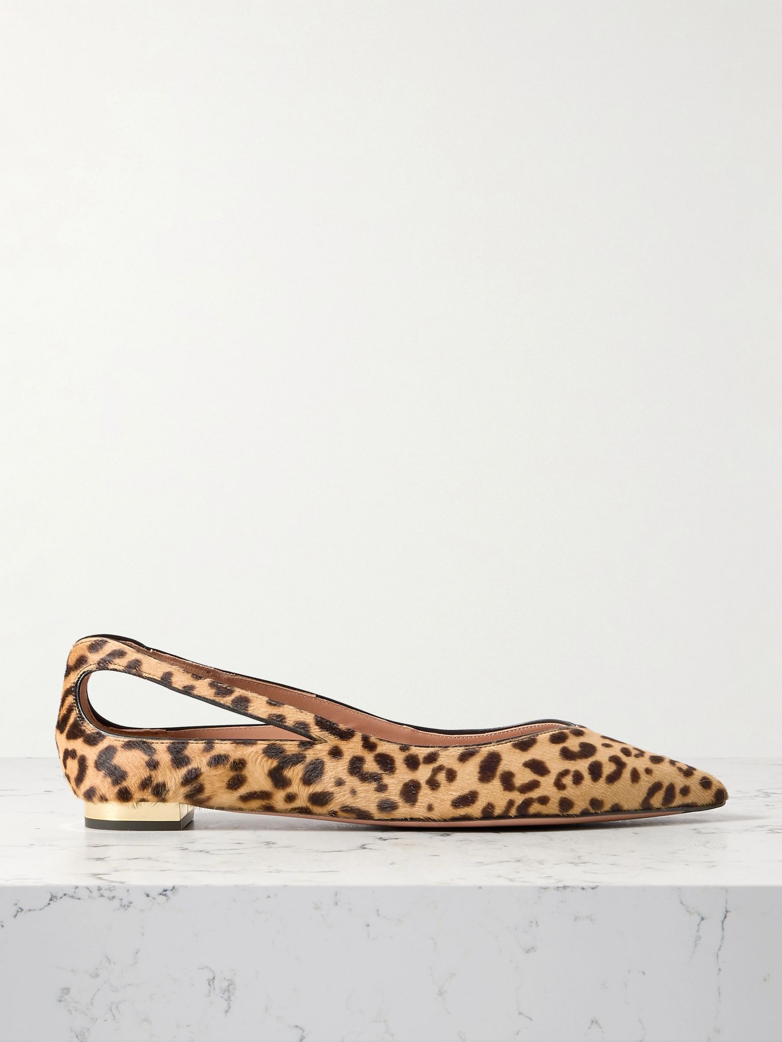 Sheeva cutout leopard-print calf hair point-toe flats Leopard print - 1