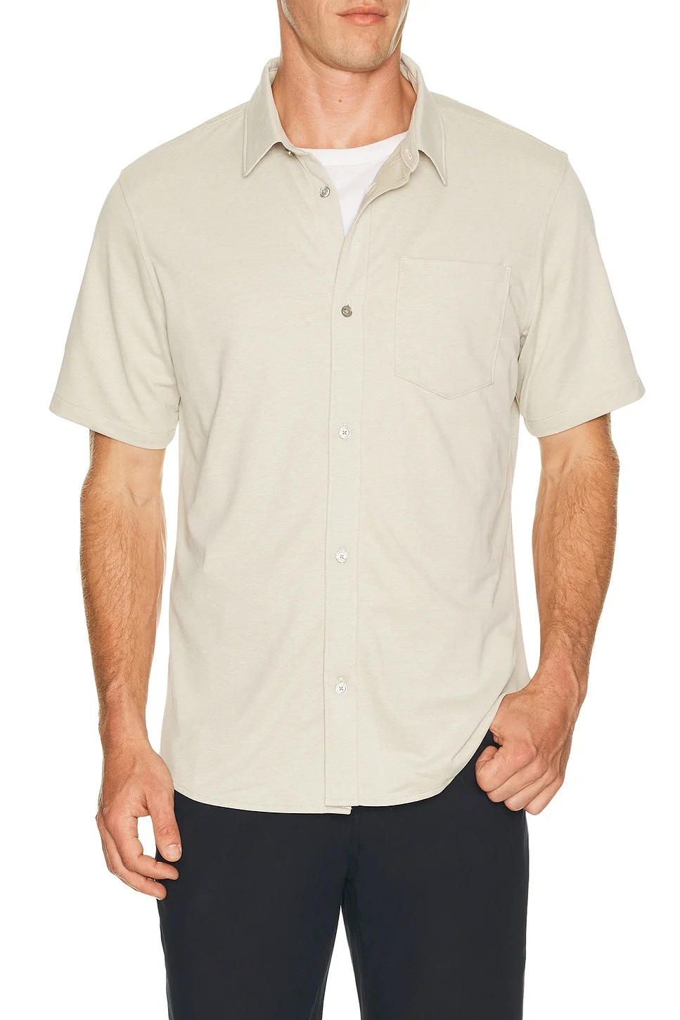 Knit Oxford Button Down Shirt - 1