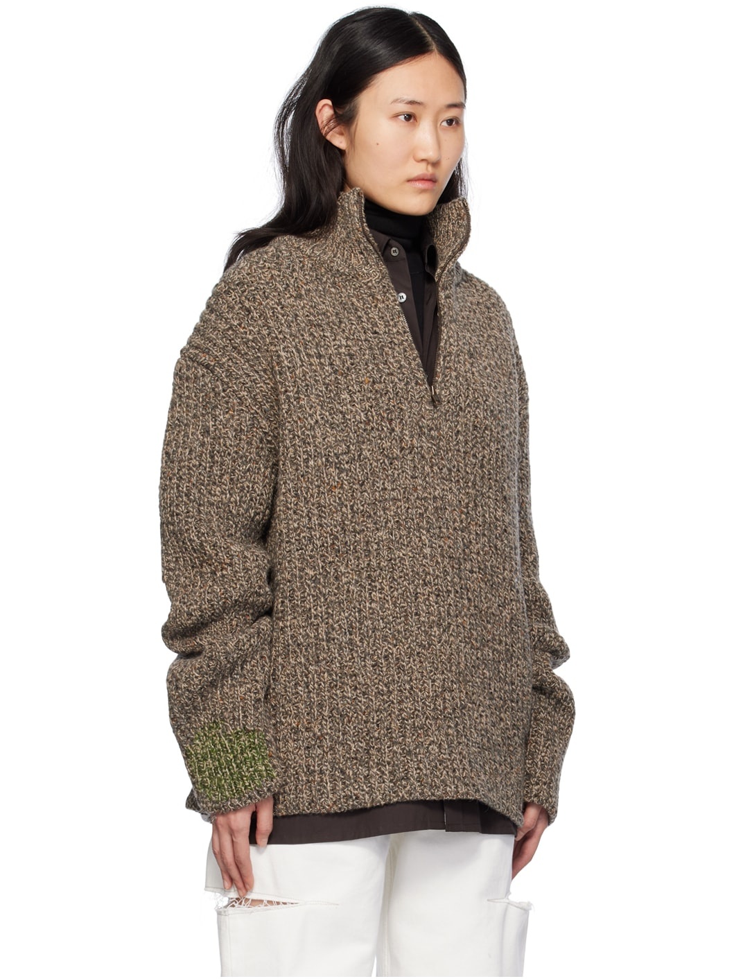 Brown Mended Sweater - 2