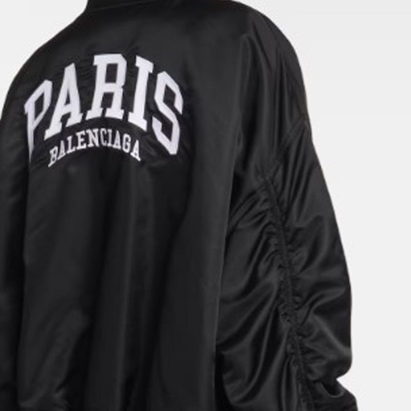 (WMNS) Balenciaga Paris Varsity Jacket 'Black' 768924TNO271000 - 3