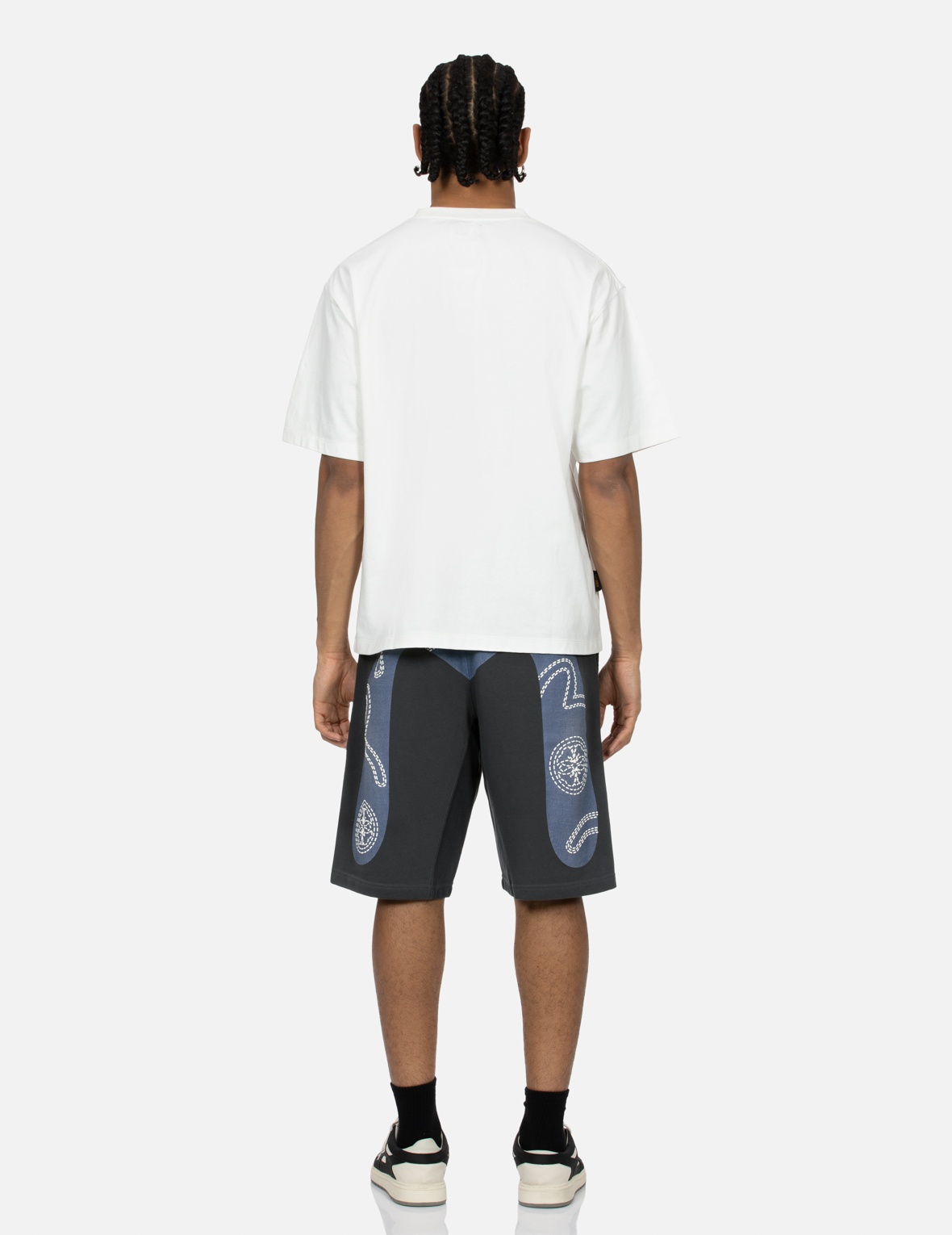 FOAM LINE KAMON AND SEAGULL DAICOCK PRINT LOOSE FIT SWEAT SHORTS - 5