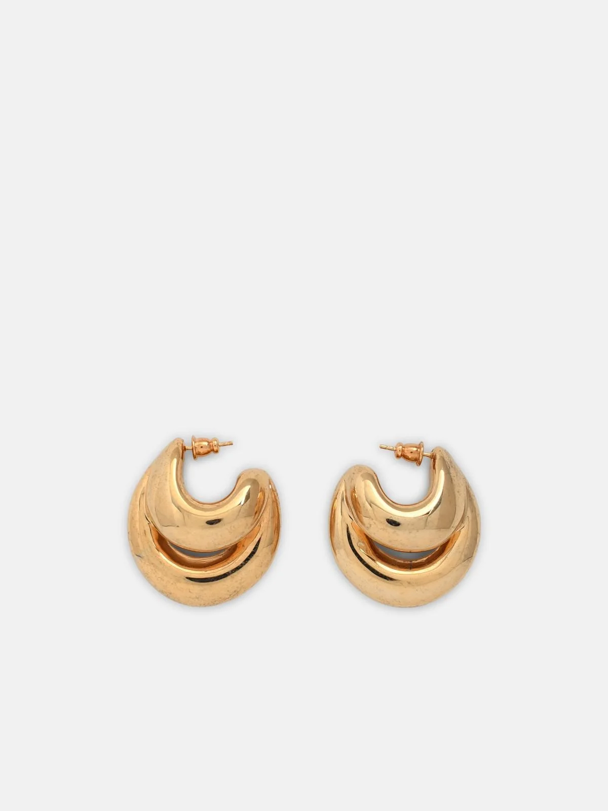 GOLD 'DOUBLE BLOW UP' EARRINGS - 1