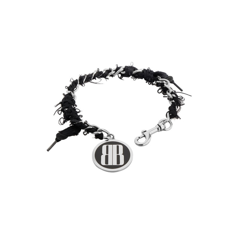 BALENCIAGA Women's Nano Lace Choker in Antique Silver/black outlook