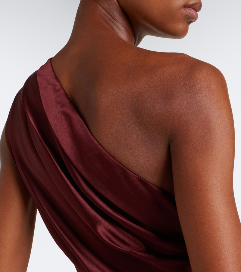 Draped one-shoulder silk satin gown 7