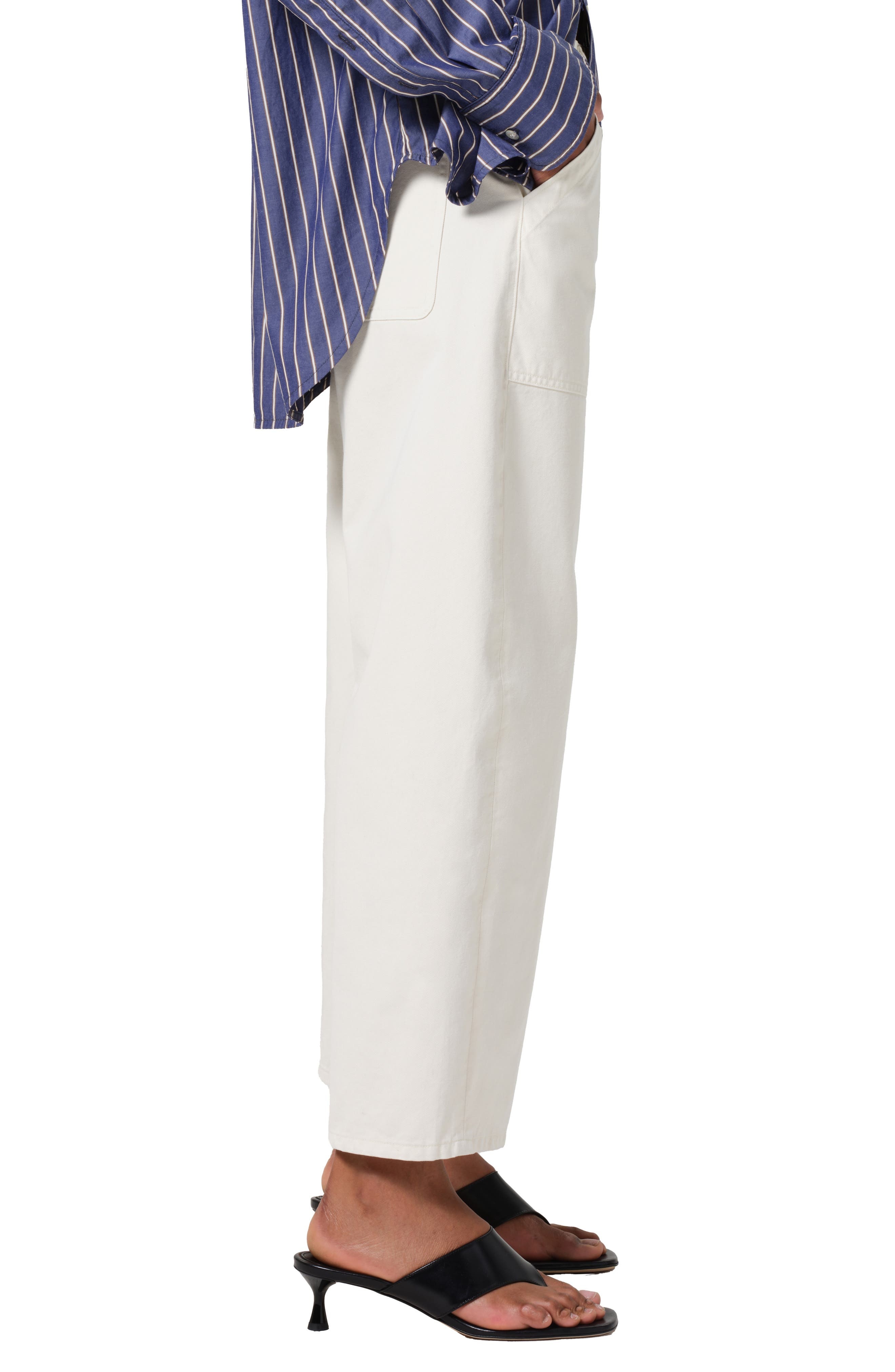 Citizens of Humanity Ayla Wide Leg Utility Twill Pants in Pashmina (Off White) at Nordstrom - 3
