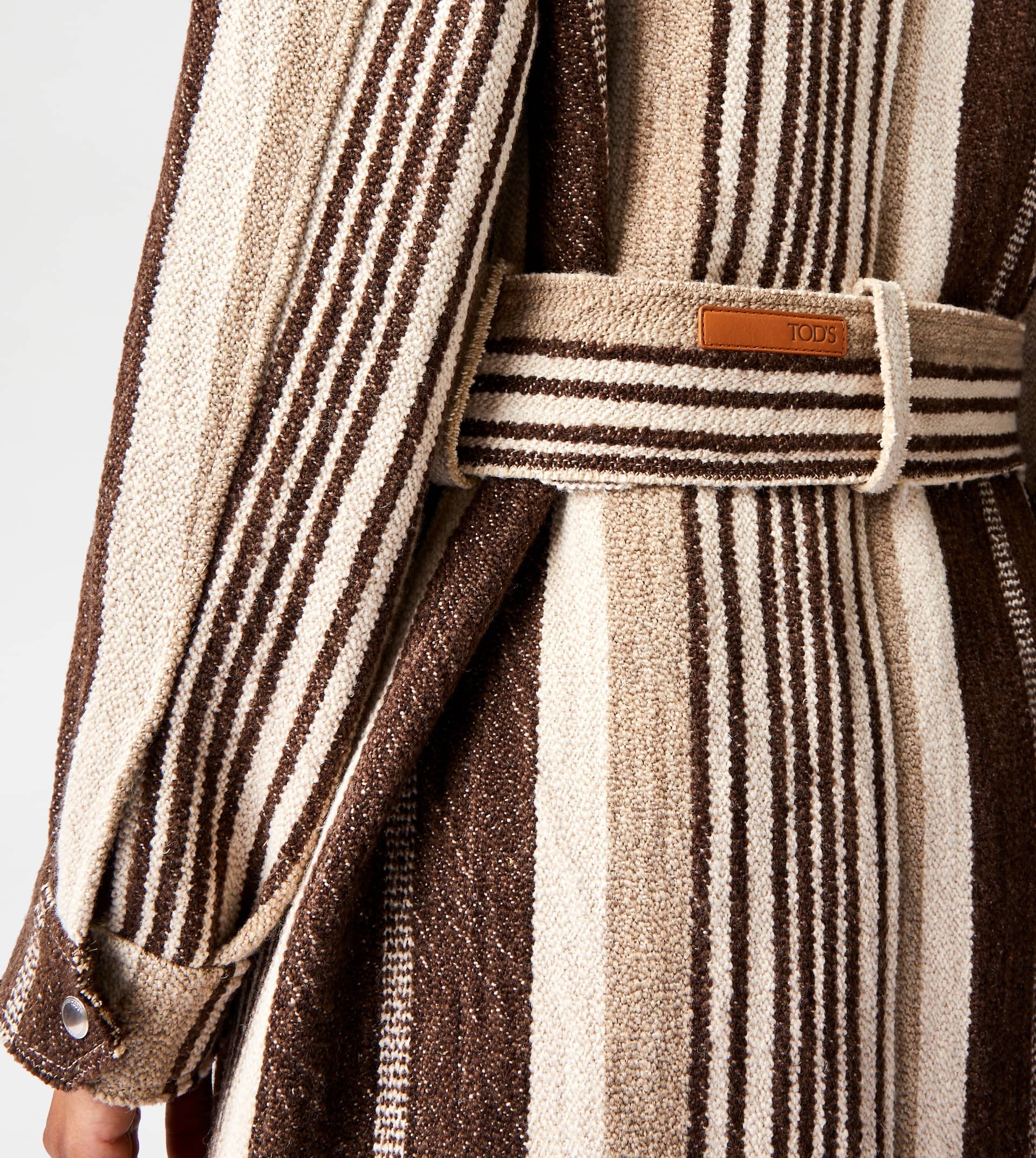 CABAN WITH LEATHER INSERTS - BROWN, BEIGE, OFF WHITE - 5