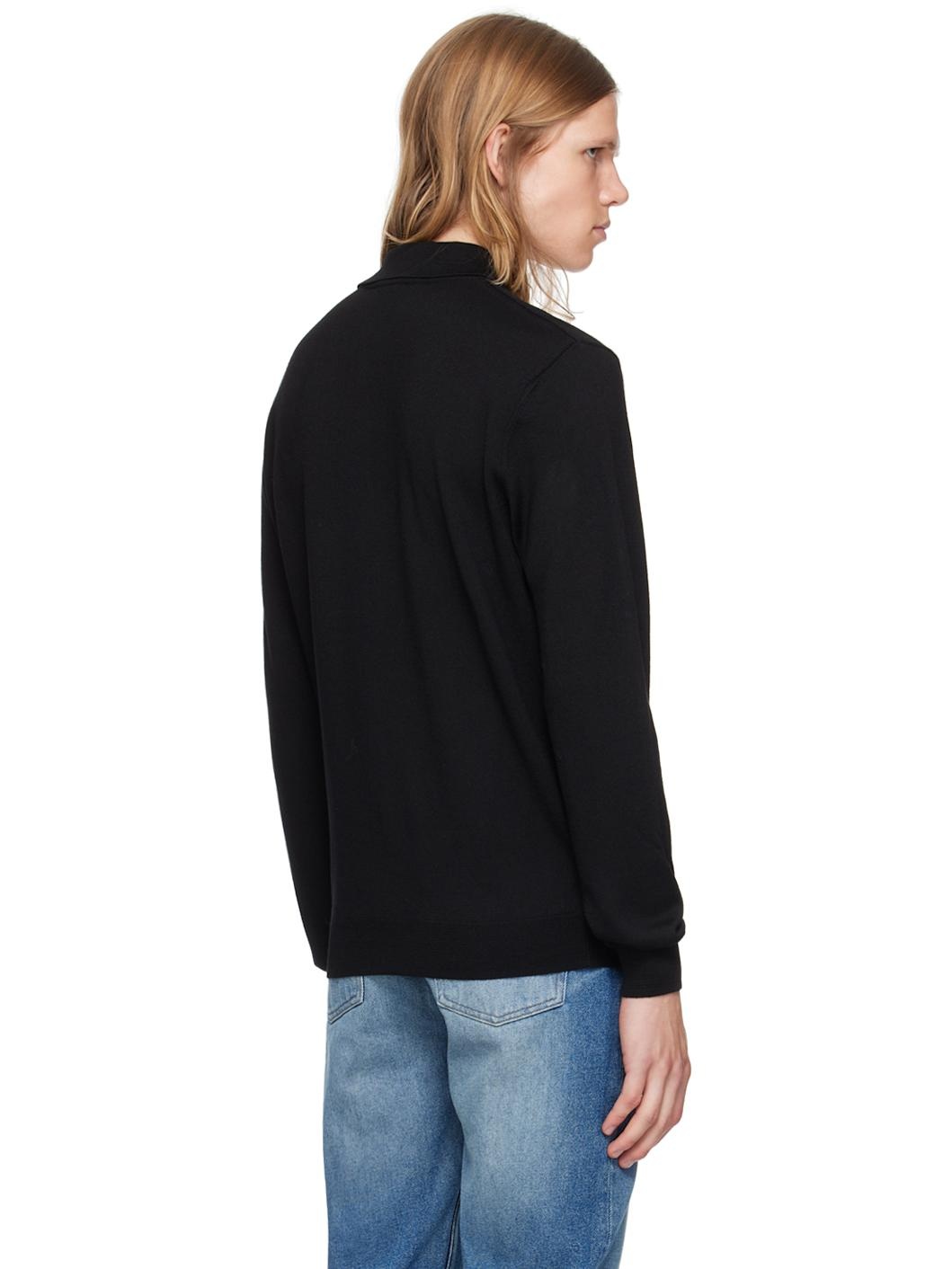 Black Jacob Embroidered Logo Polo - 3