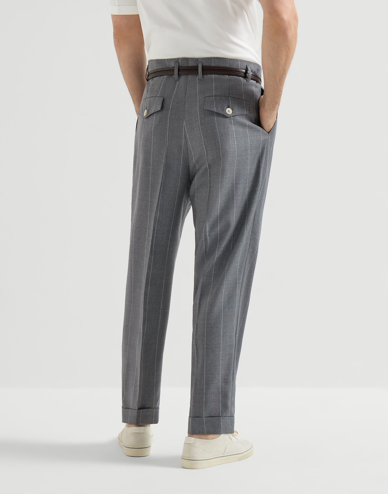 Virgin wool chalk stripe trousers with double pleats 3
