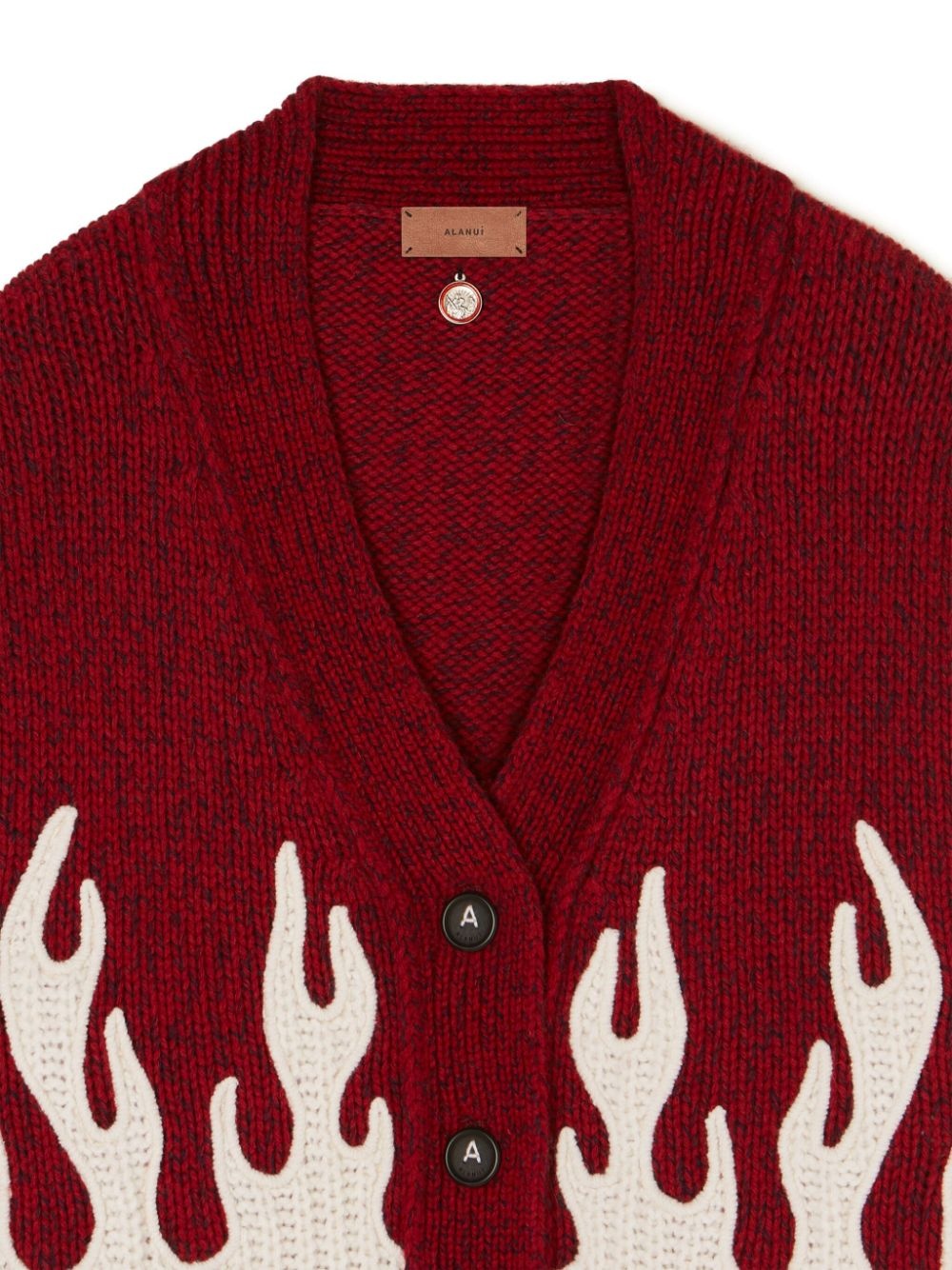 flame-motif cropped cardigan - 6