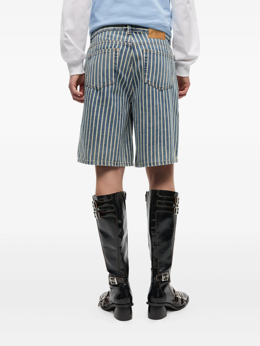 Light Stripe Denim Shorts - 4