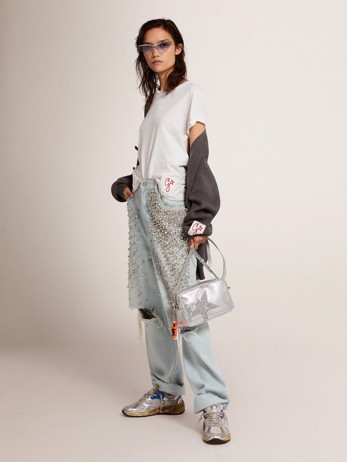 Silver Star Bag made of laminated leather with Swarovski star - 3