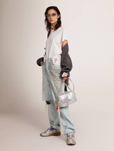 Golden Goose Silver Star Bag made of laminated leather with Swarovski star outlook
