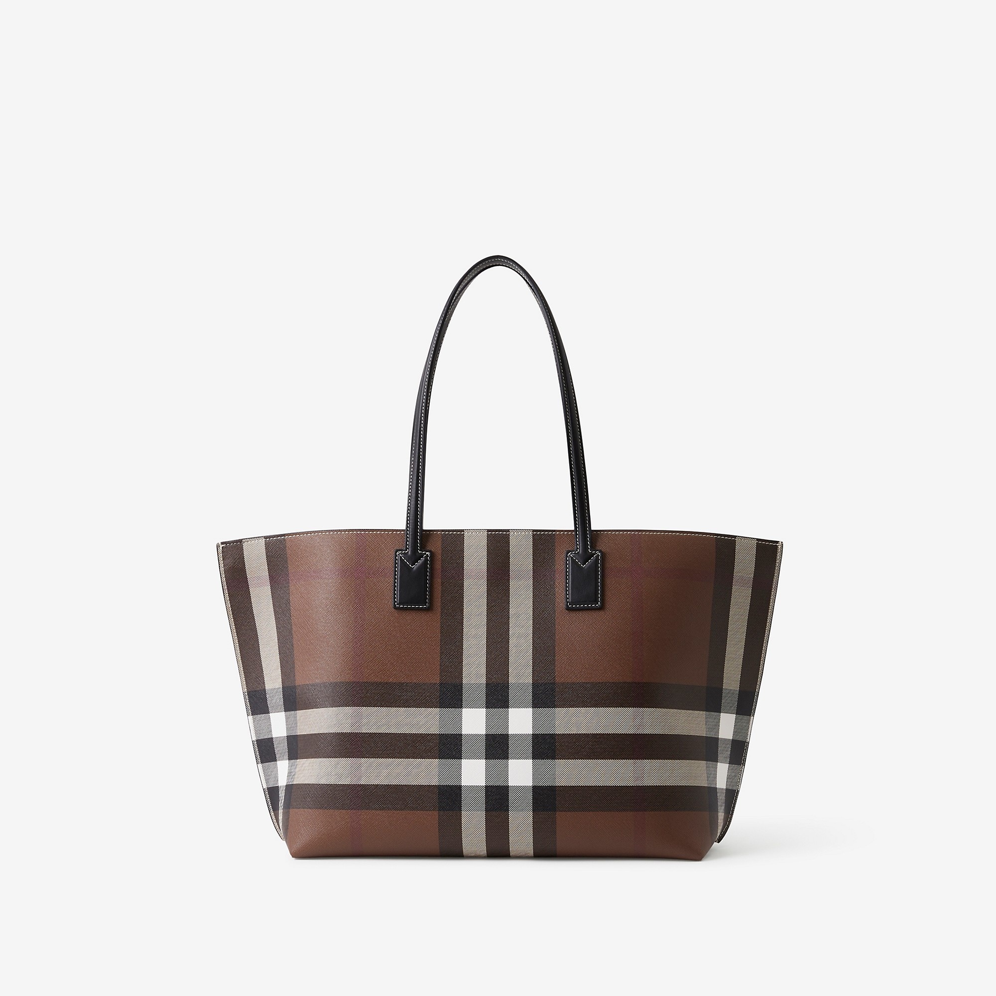 Check and Leather Medium Tote - 3