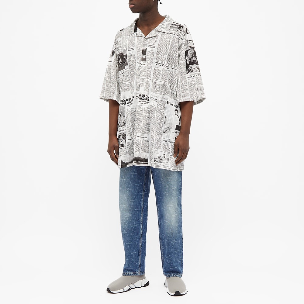 Balenciaga Short Sleeve Newspaper Print Shirt - 6