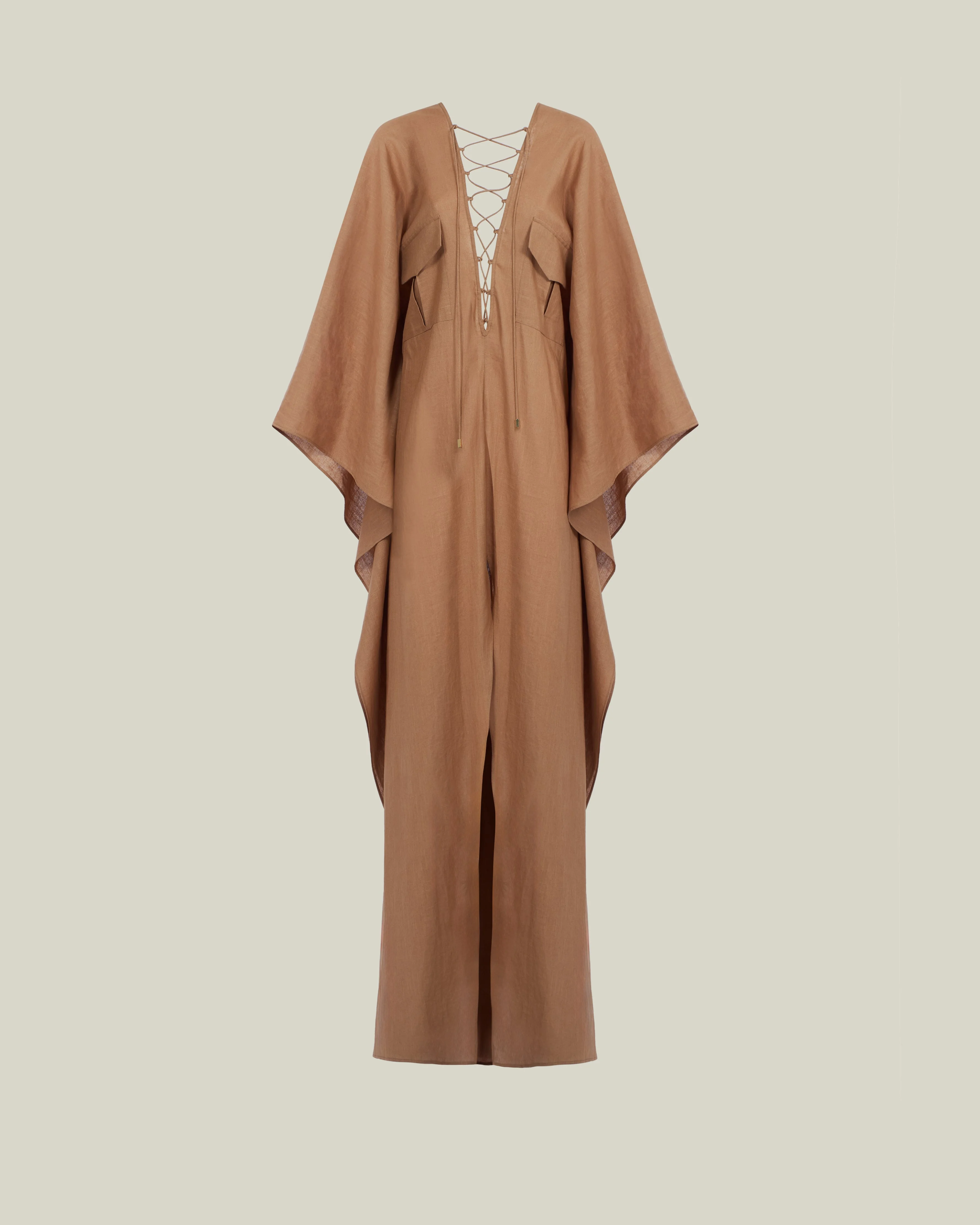 Mojave Linen Kaftan in Camel - 1
