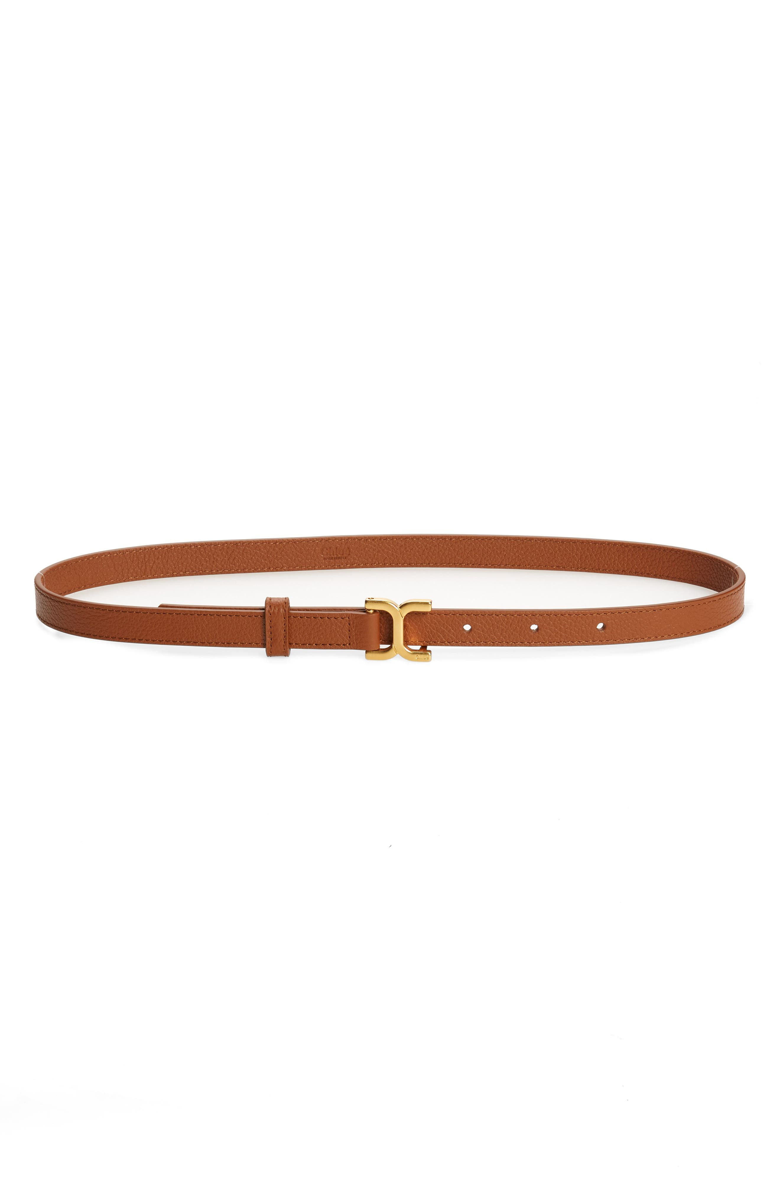 Chloé Marcie Logo Buckle Leather Belt in Tan 25M at Nordstrom - 1