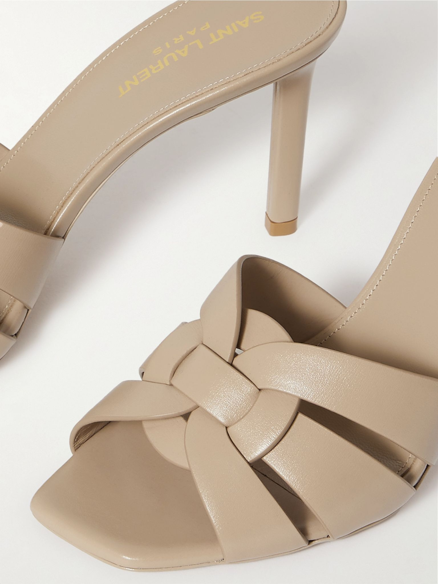 Tribute woven leather mules Beige - 4