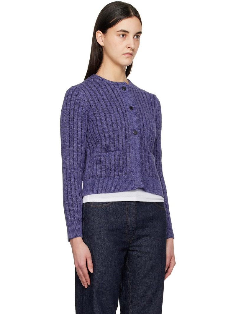 Purple Cropped Buttoned Cardigan 2