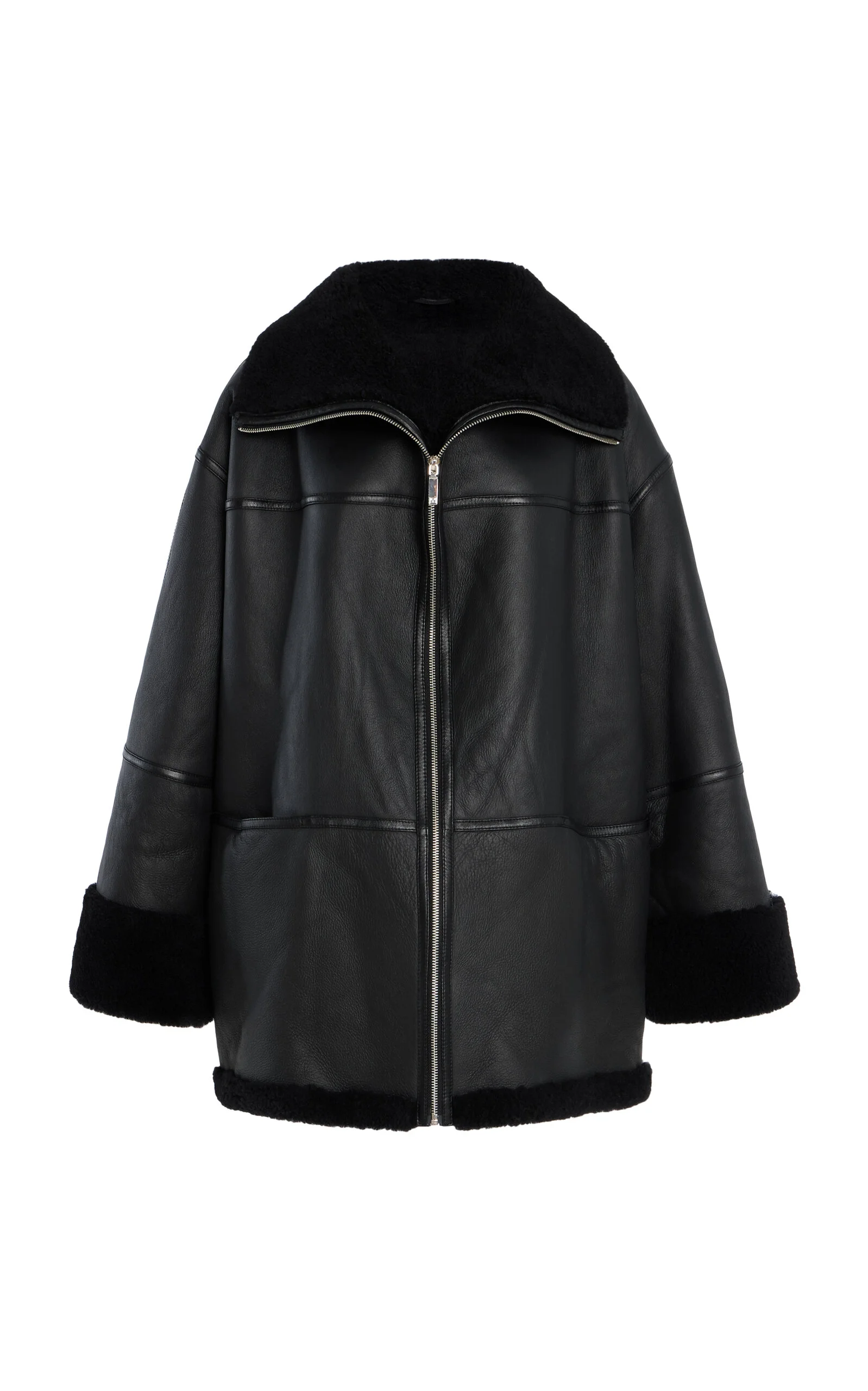 Menfi Oversized Shearling Coat black - 1