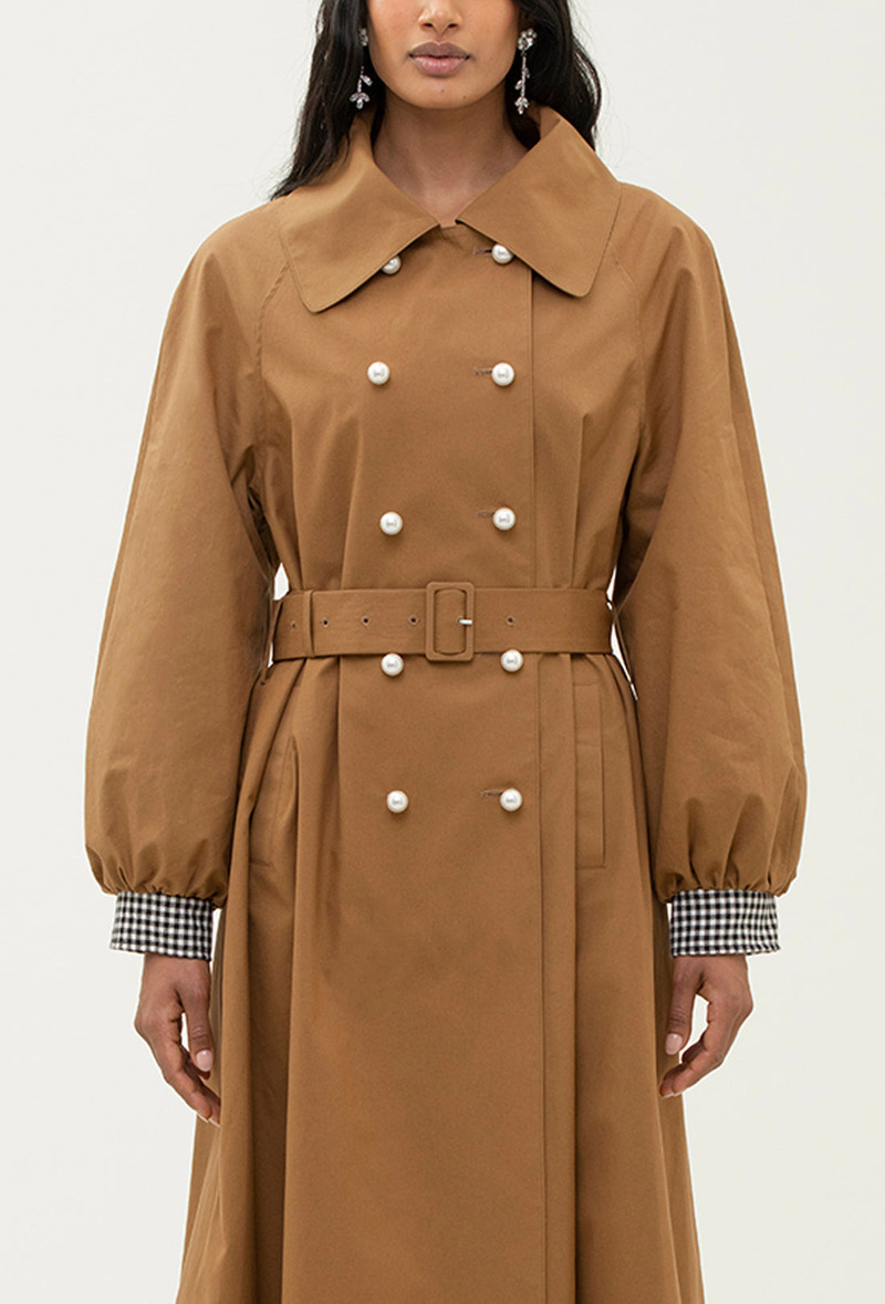 Birch Trench Coat - Tan/Black Gingham 4