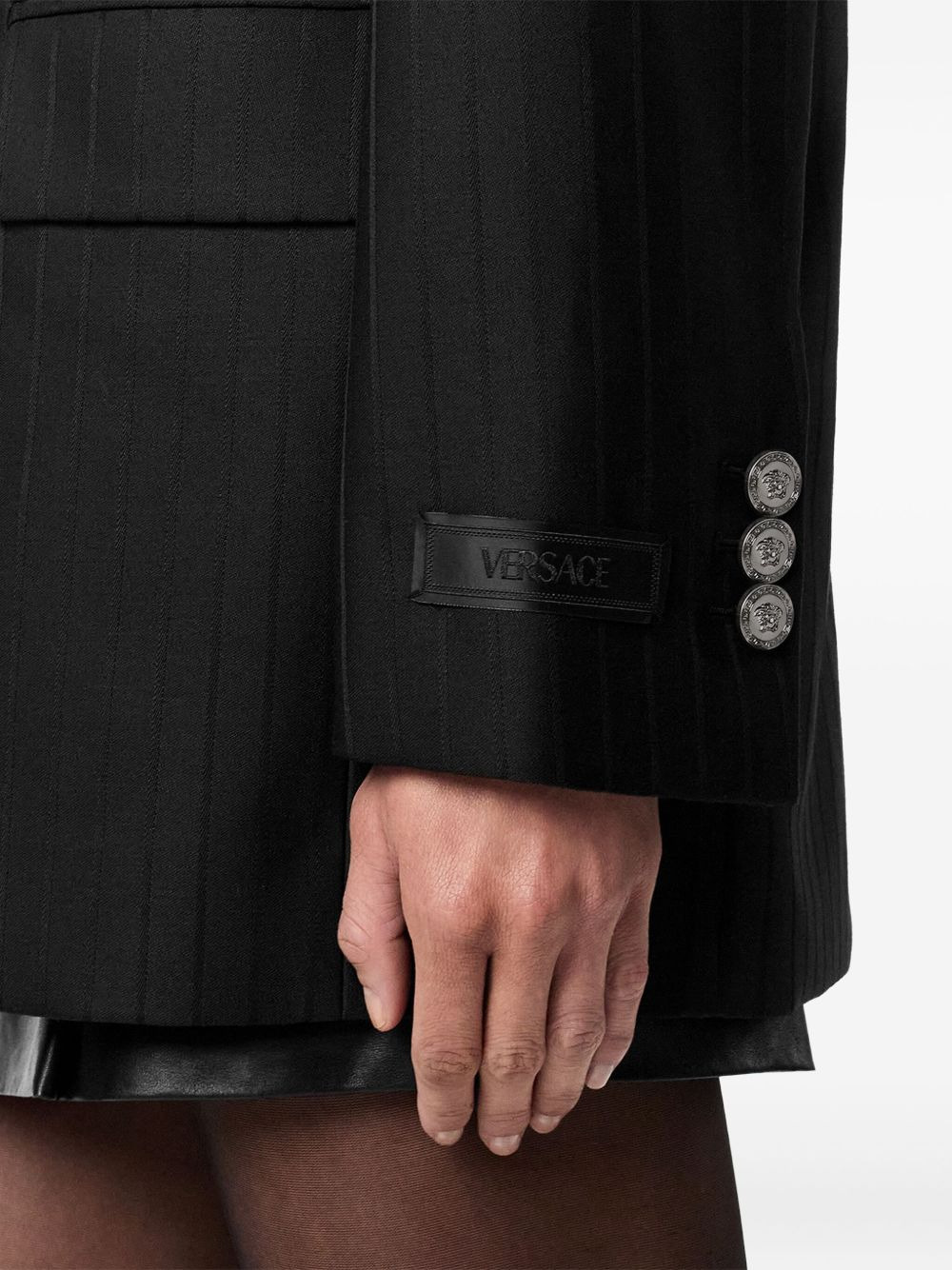 pinstripe double-breasted blazer - 5
