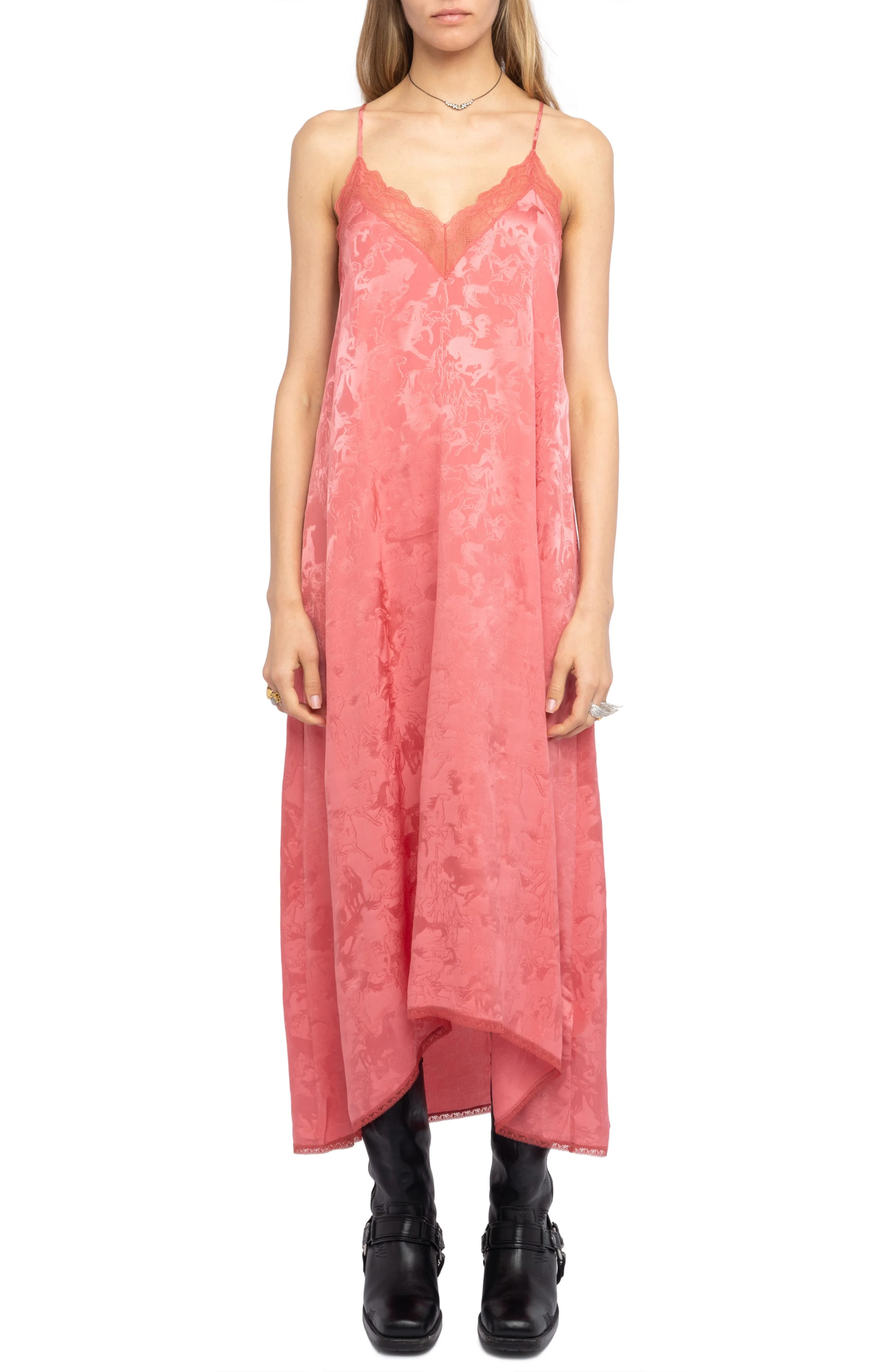 Zadig & Voltaire Risty Jacquard Silk Slipdress in Tea Rose at Nordstrom - 1