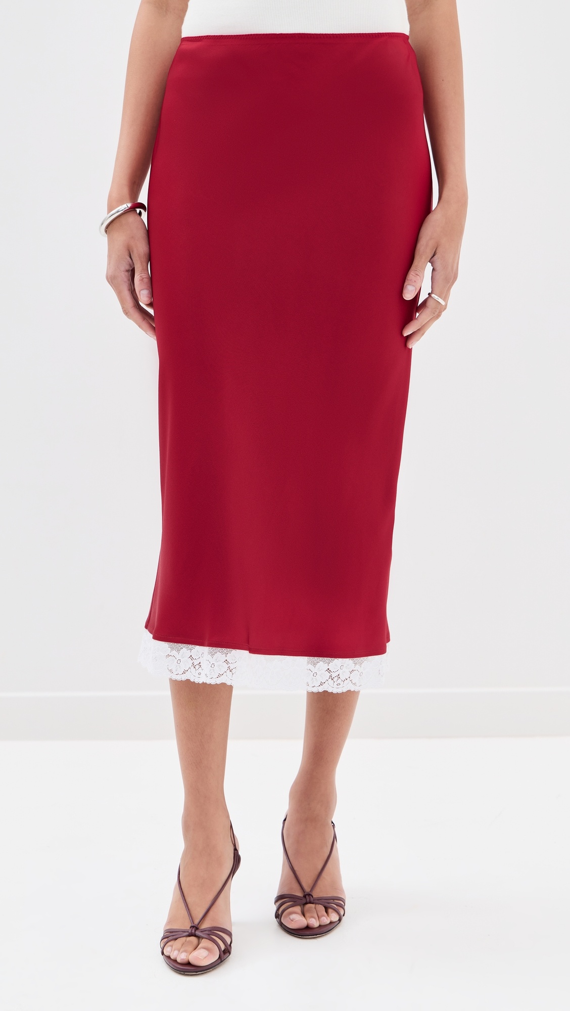 Lace Trim Slip Skirt - 6