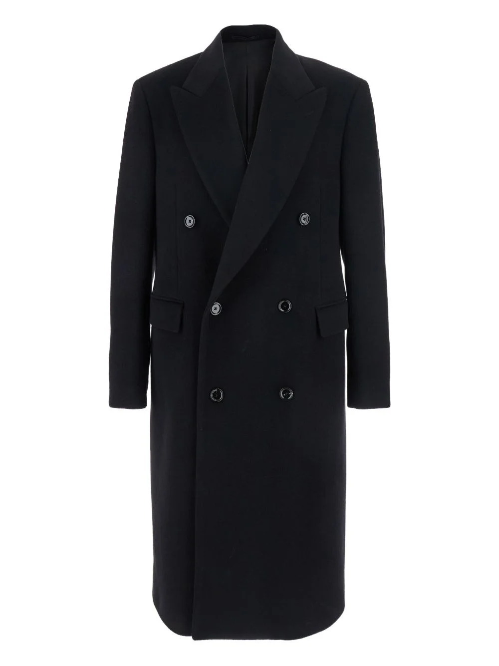 double-breasted wool coat - 1