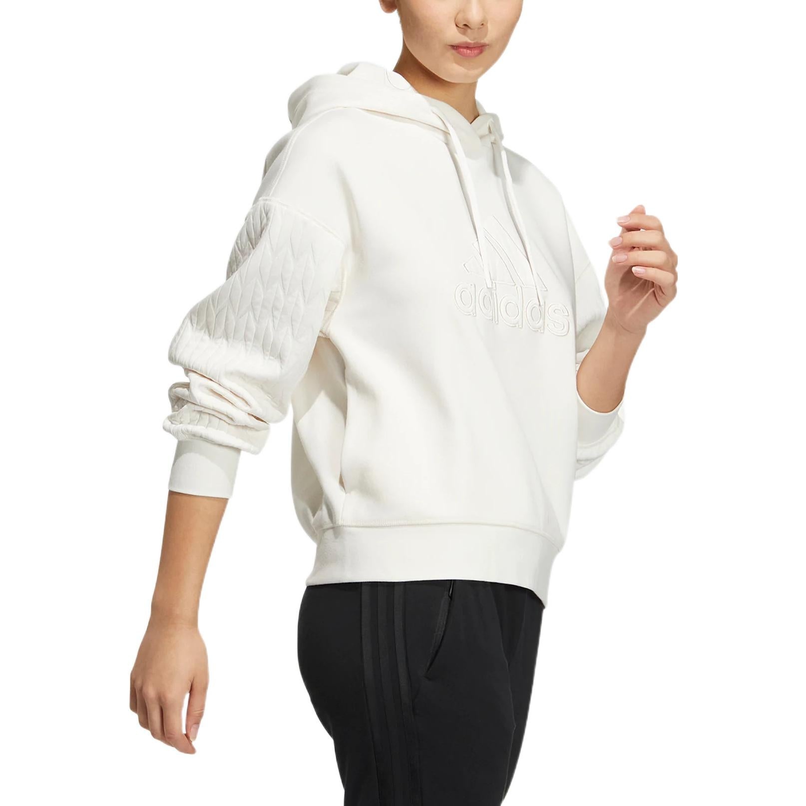 (WMNS) adidas Met Hoodie 'White' HM7104 - 4