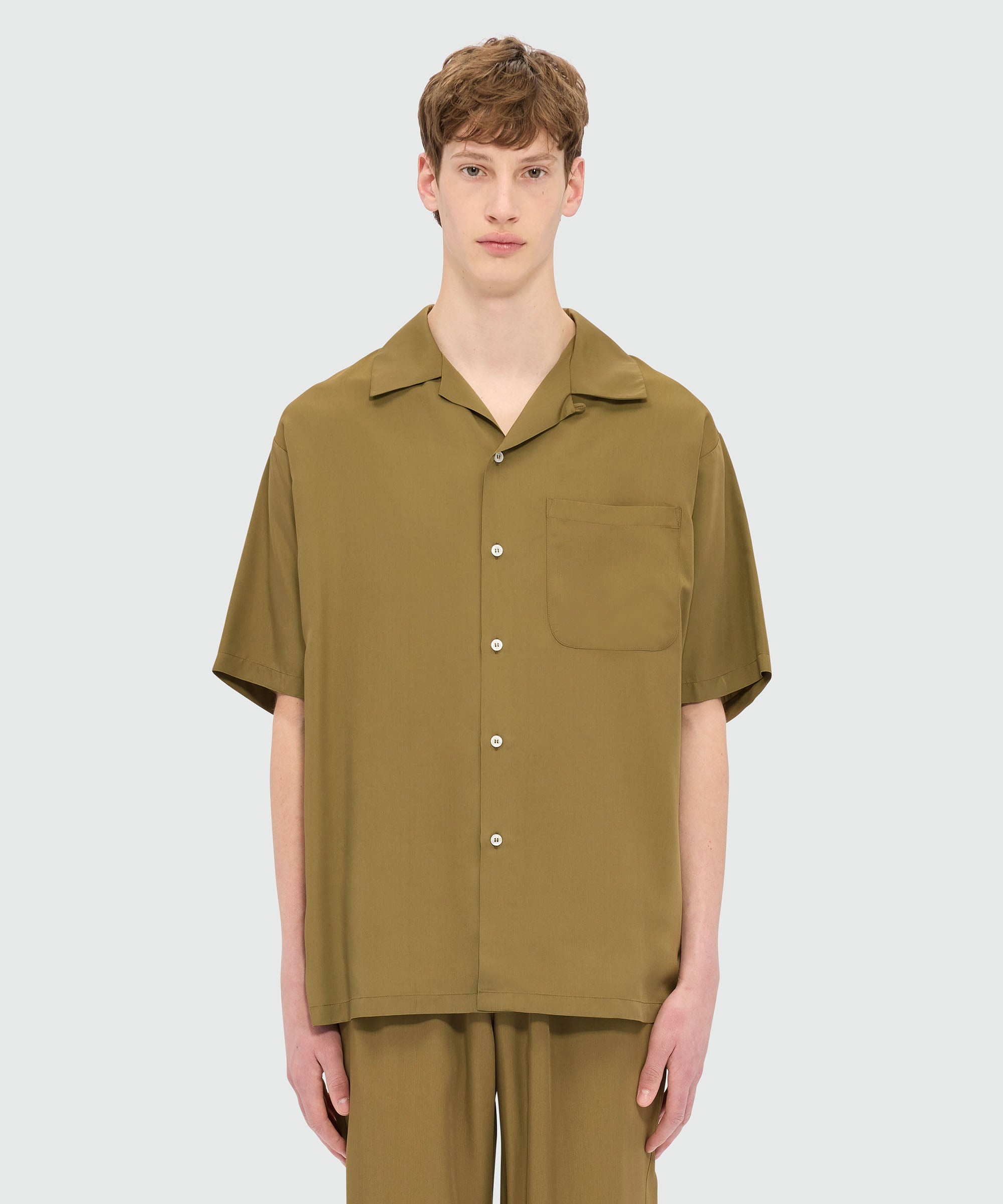 Shirt in brown fluid fabric - 2