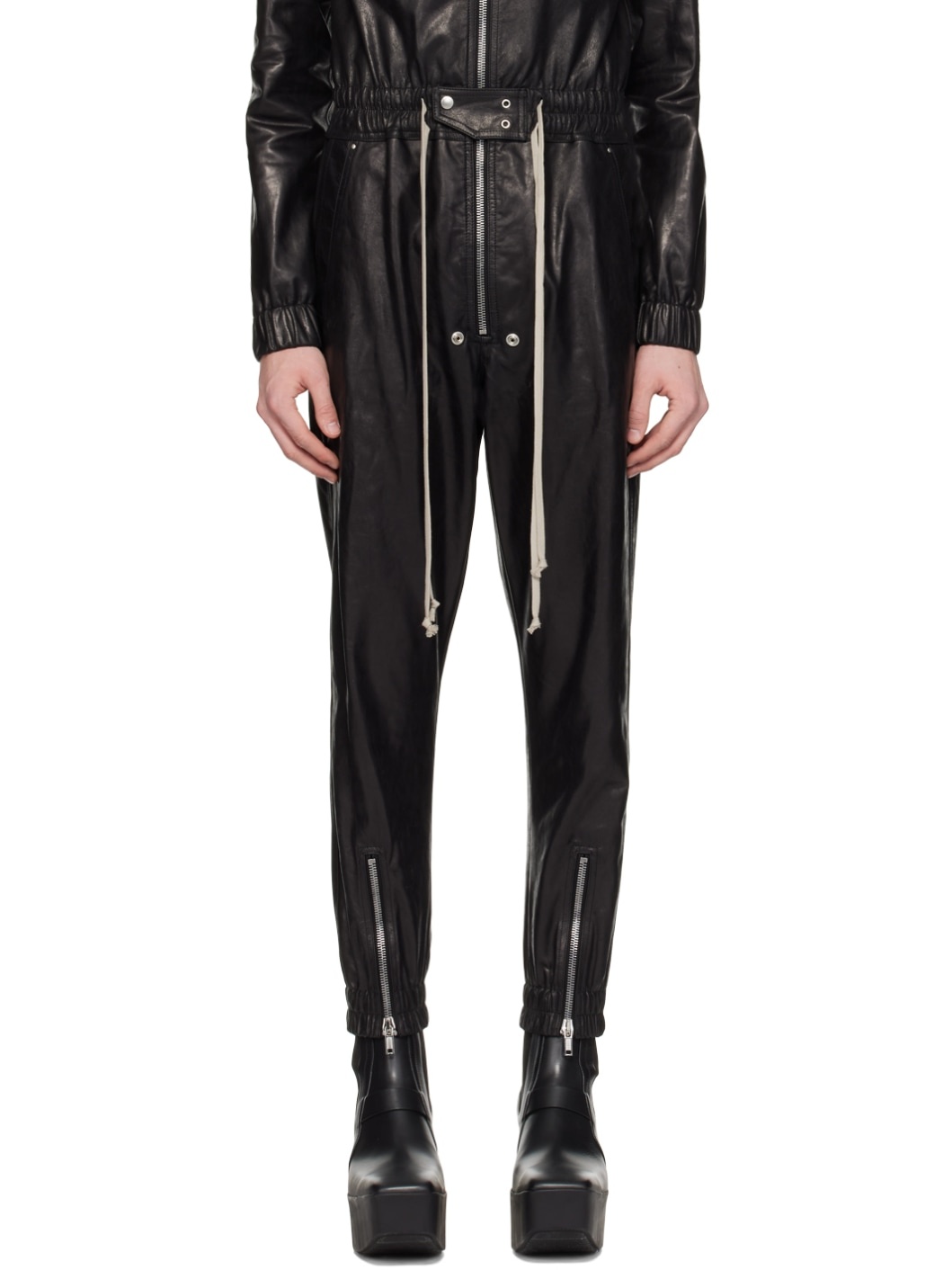 Black Luxor Leather Jumpsuit - 1