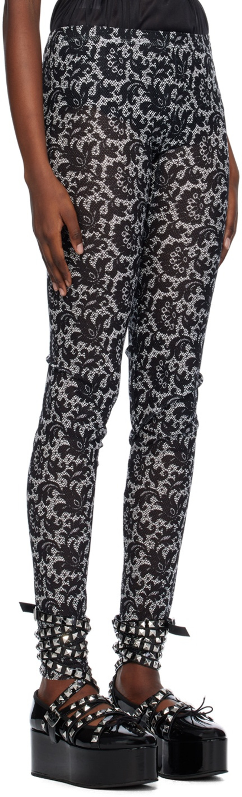 TAO Comme Des Garçons Black Printed Leggings outlook
