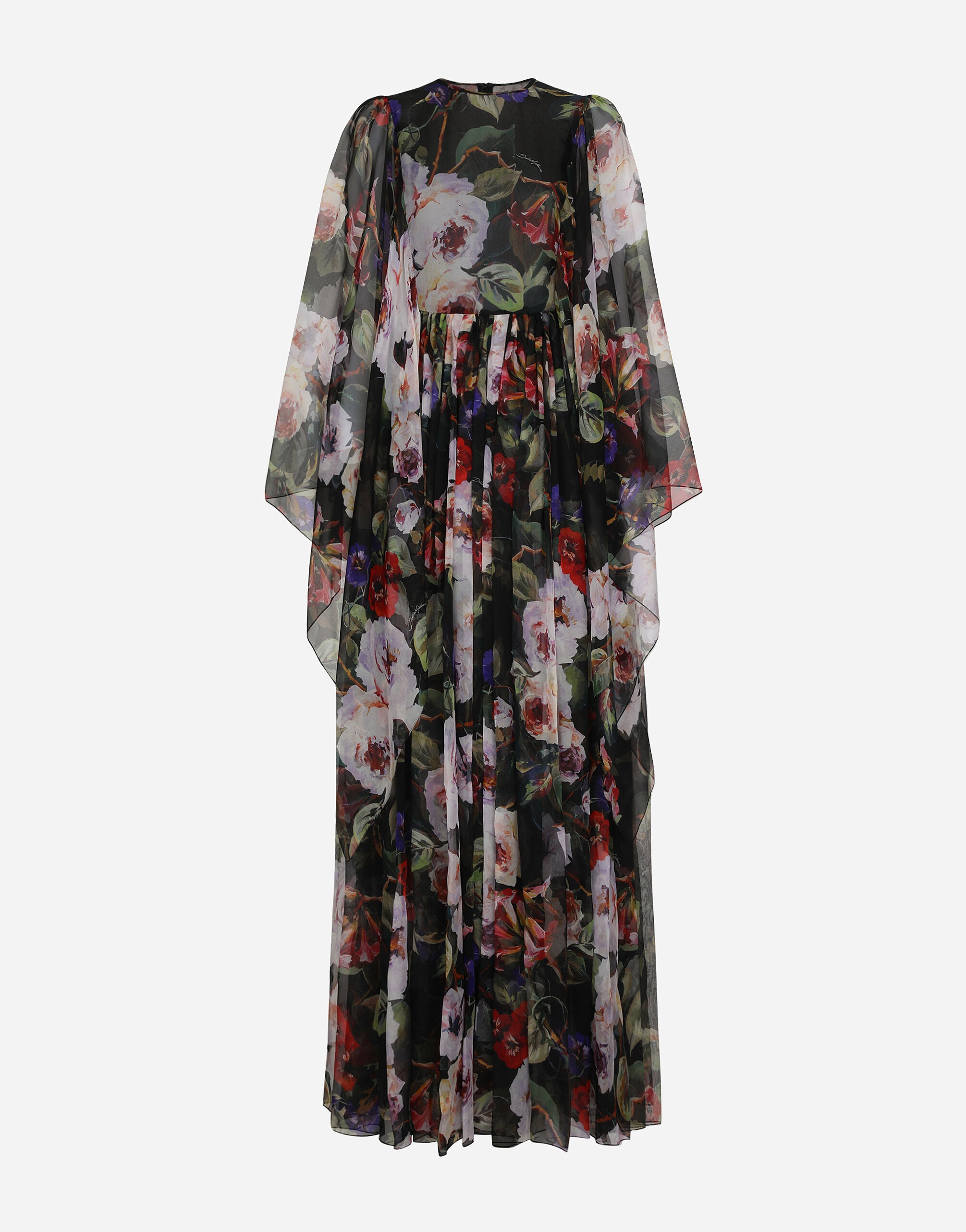 Long chiffon dress with rose garden print - 1