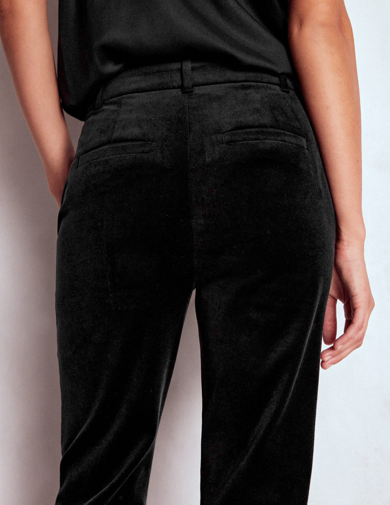 Fitted Velvet Flare Pants-Black 5