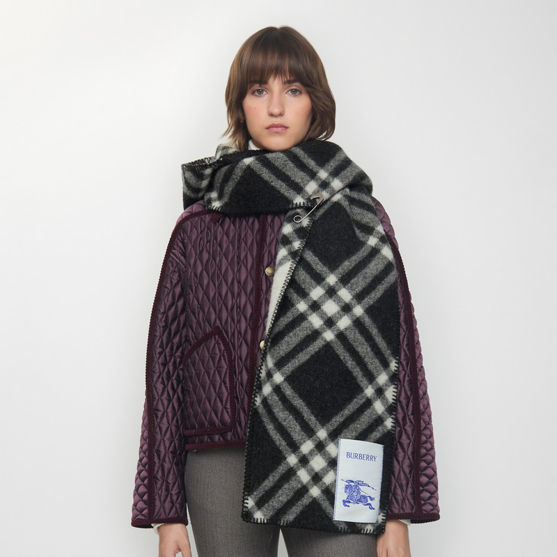 Burberry Check Wool Hooded Scarf outlook