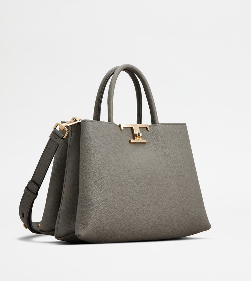 T TIMELESS SHOPPING BAG IN LEATHER SMALL - GREY 6
