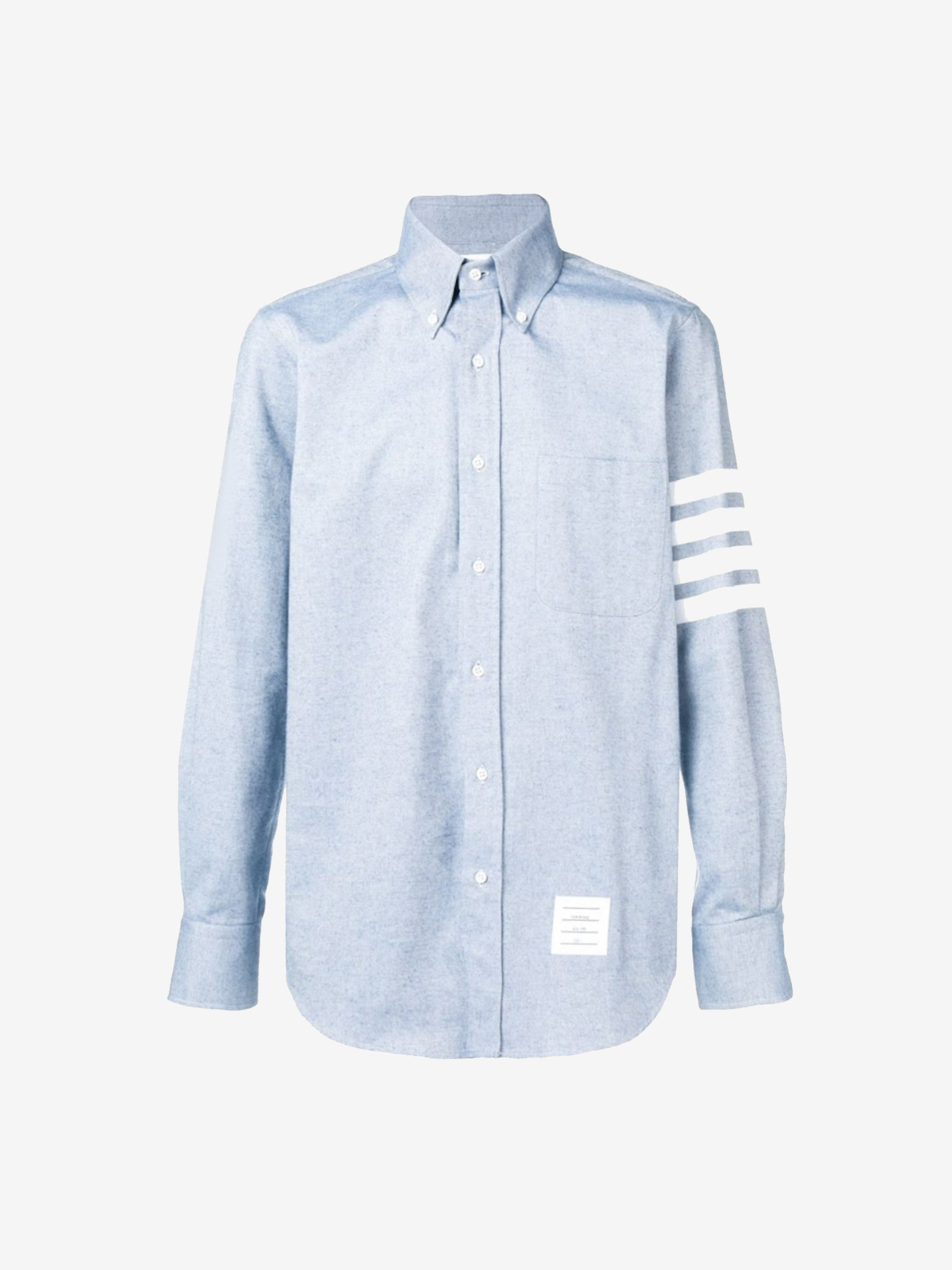 THOM BROWNE Men 4 Bar Fitted Button Down Flannel Shirt - 1