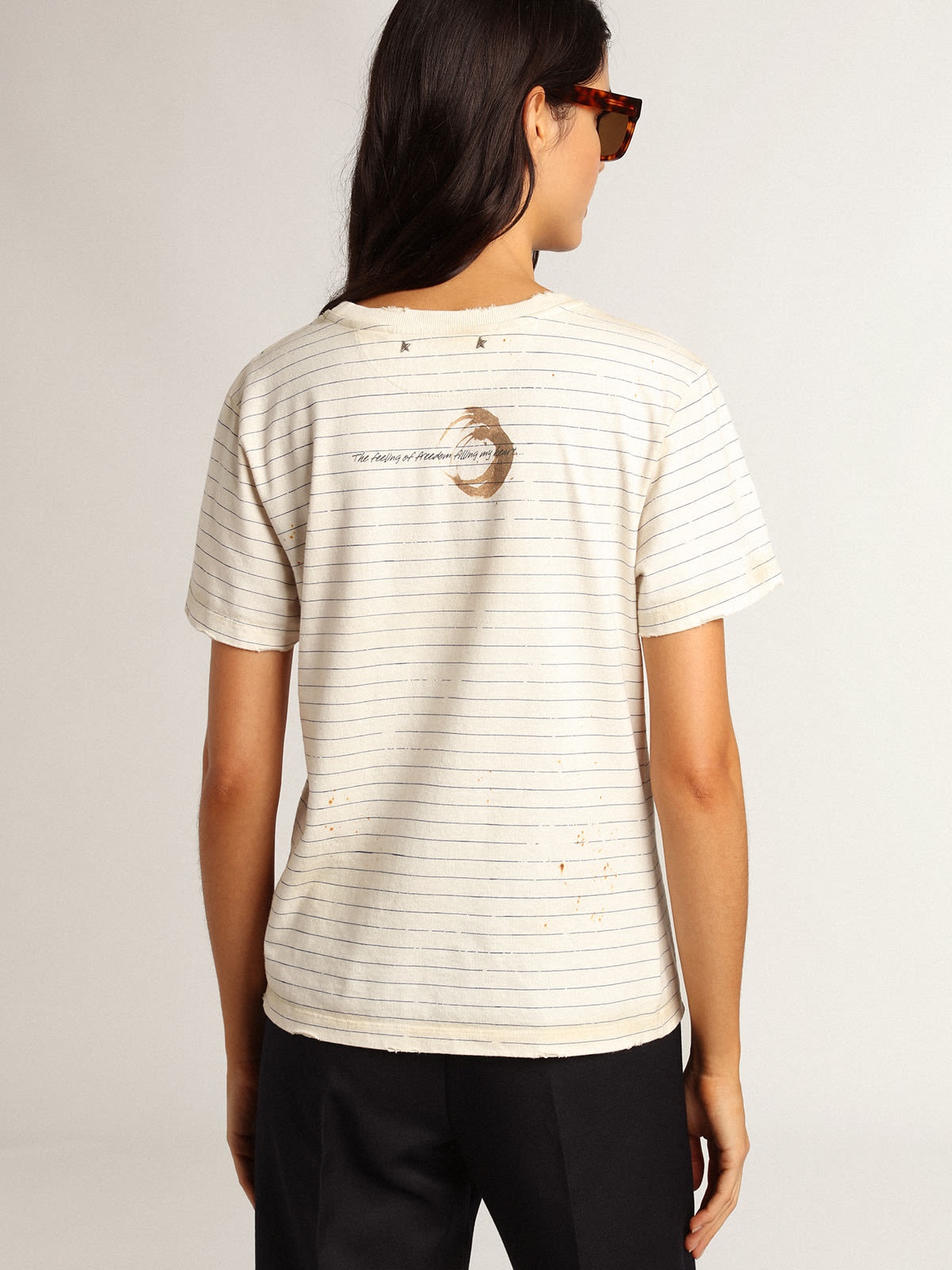 White T-shirt with vintage notebook effect - 4