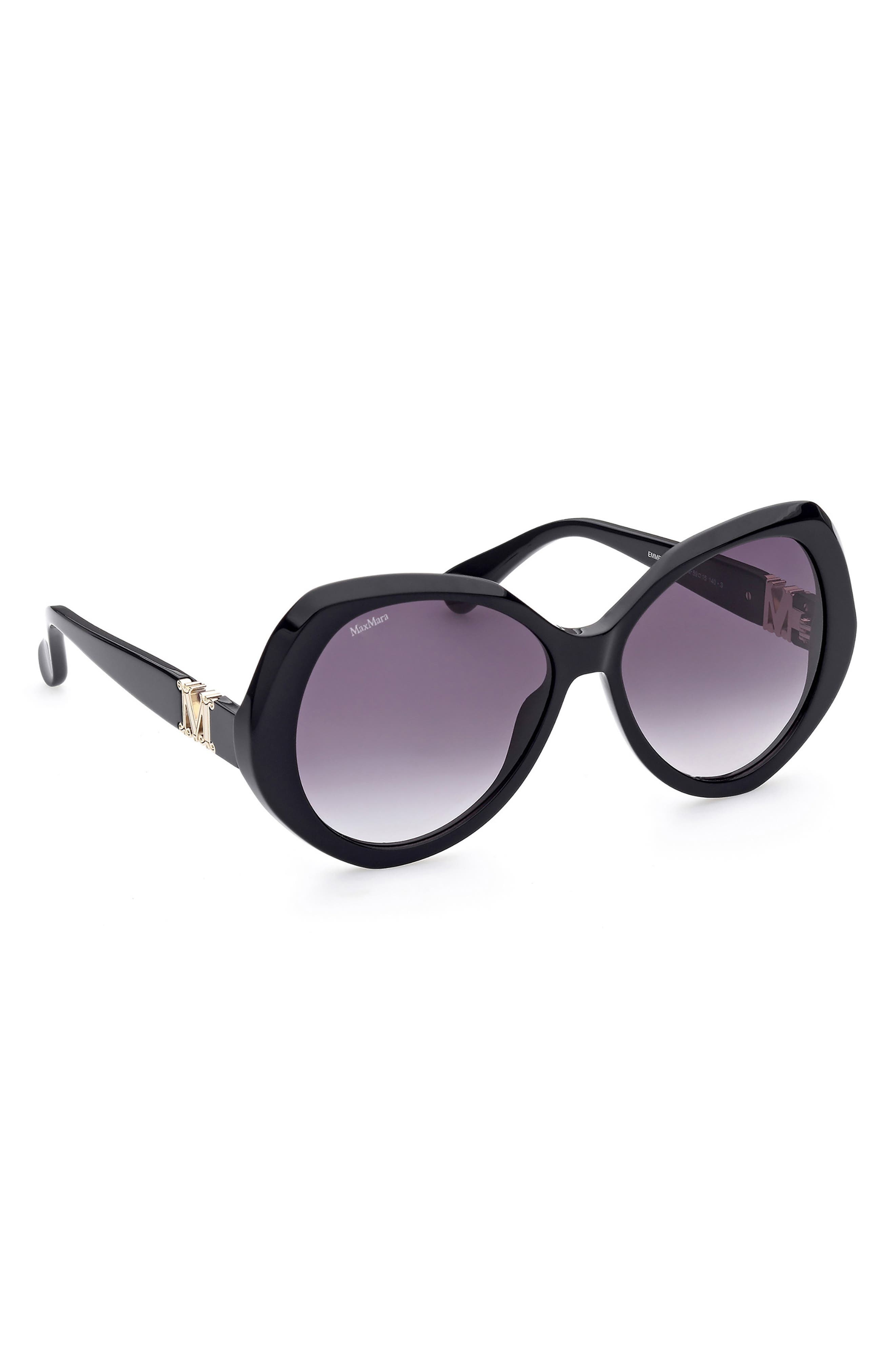 59mm Gradient Geometric Sunglasses in Shiny Black /Gradient Smoke - 3