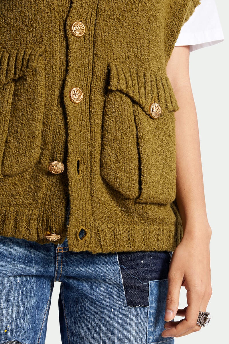 PATCH POCKET VEST KNIT - 4