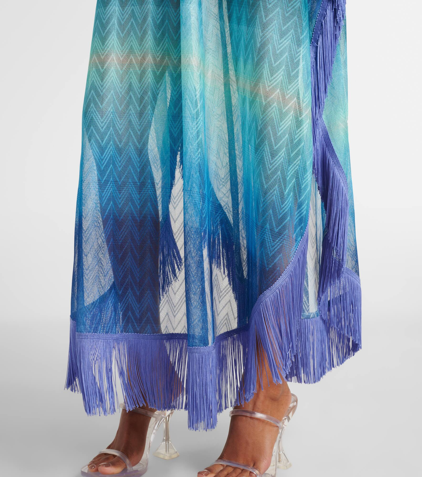 Zig Zag fringed crochet lamé kaftan - 6