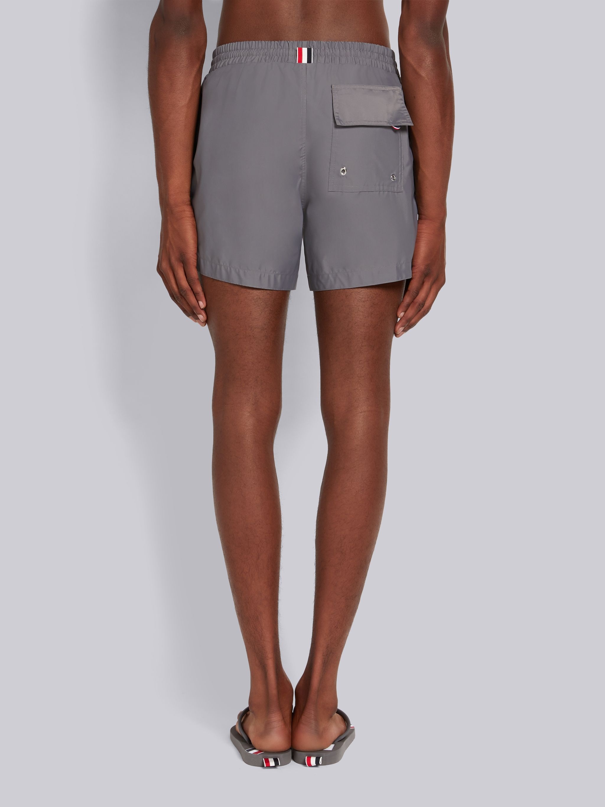 Medium Grey Solid Swim Tech Striped Side Drawstring Waist Swim Short - 3