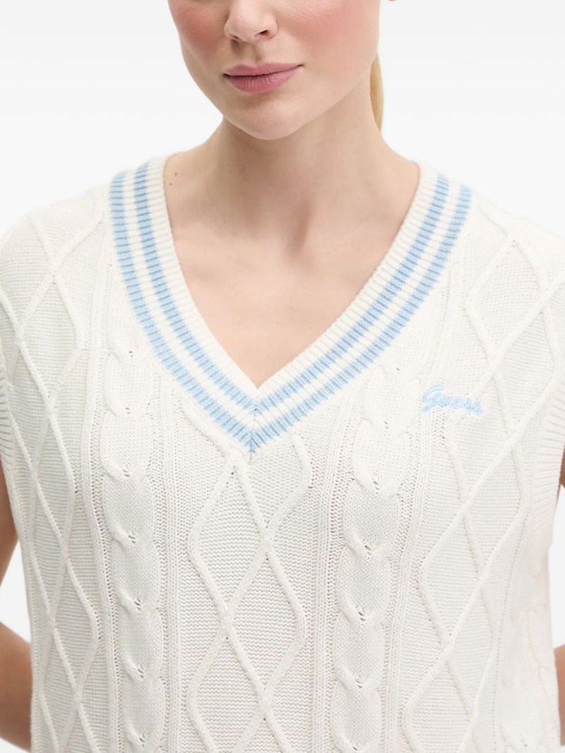 striped-trim cable-knit vest 4