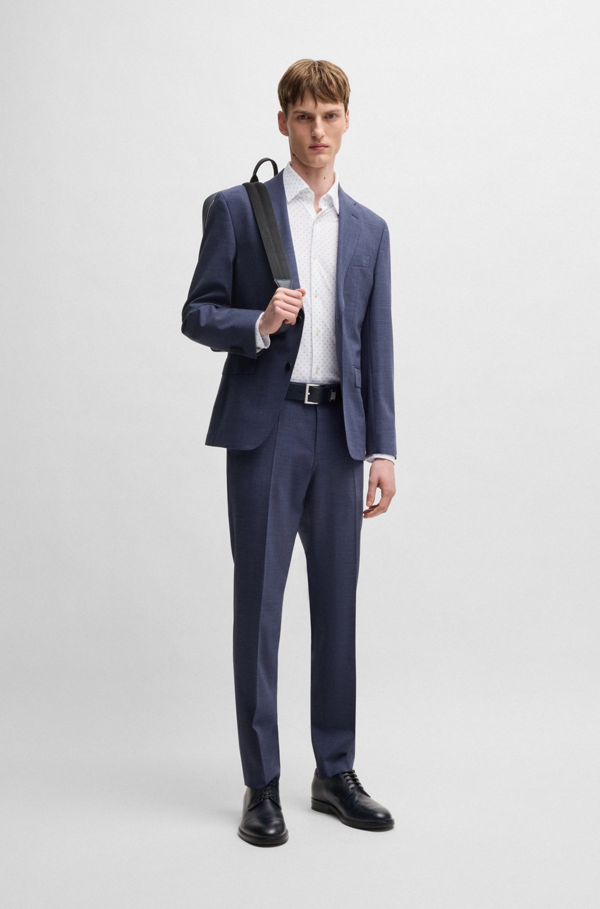 SLIM-FIT SHIRT IN GEOMETRIC-PRINT PERFORMANCE-STRETCH FABRIC - 4