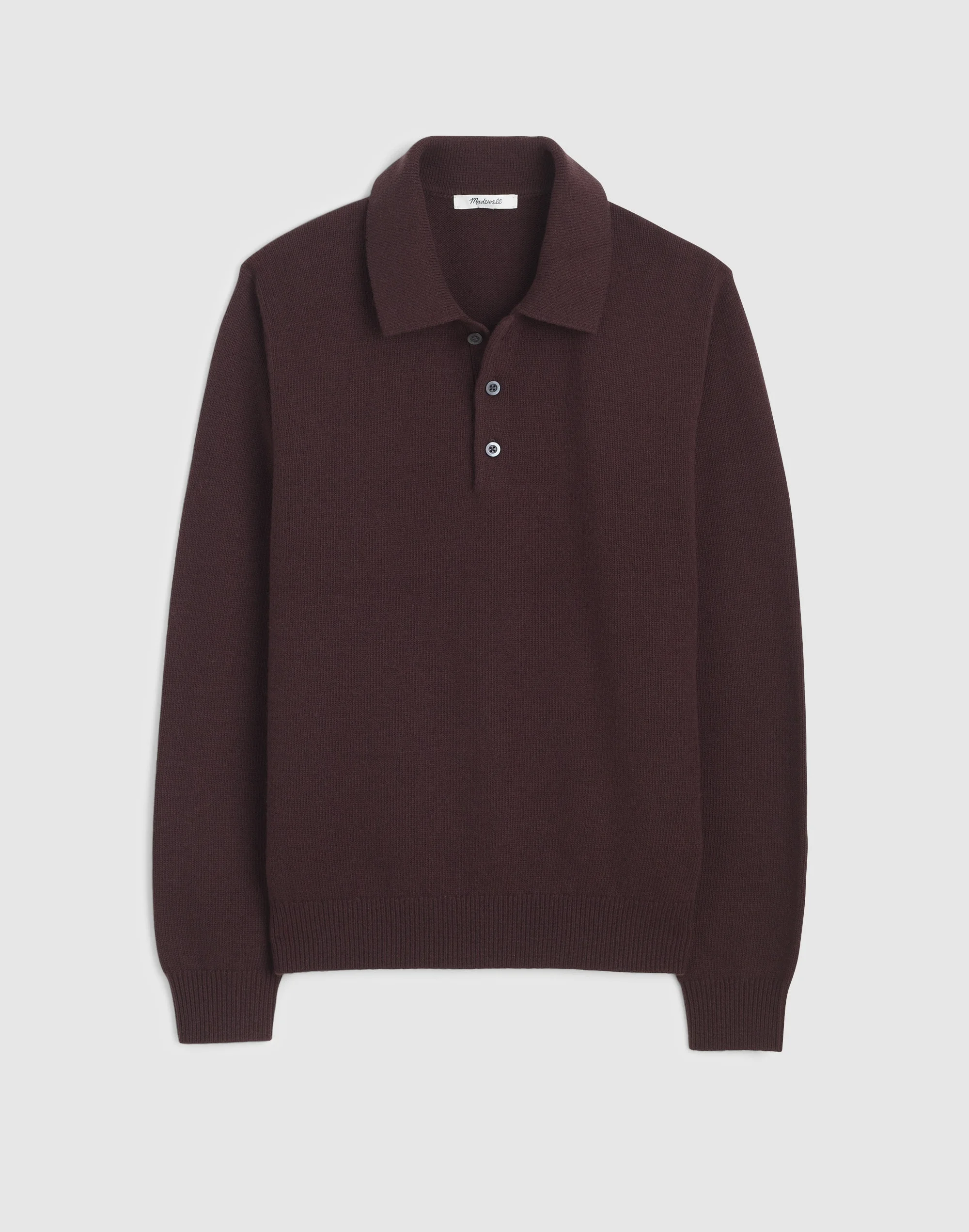 Textured-Stitch Long-Sleeve Polo in Harbor Wool Blend - 1